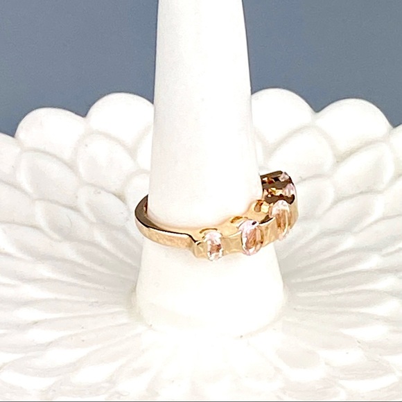 Romantic 5 Stone Pink Morganite Rose Gold Ring 1.33 ctw 6.5 6 1/2 - Picture 4 of 7